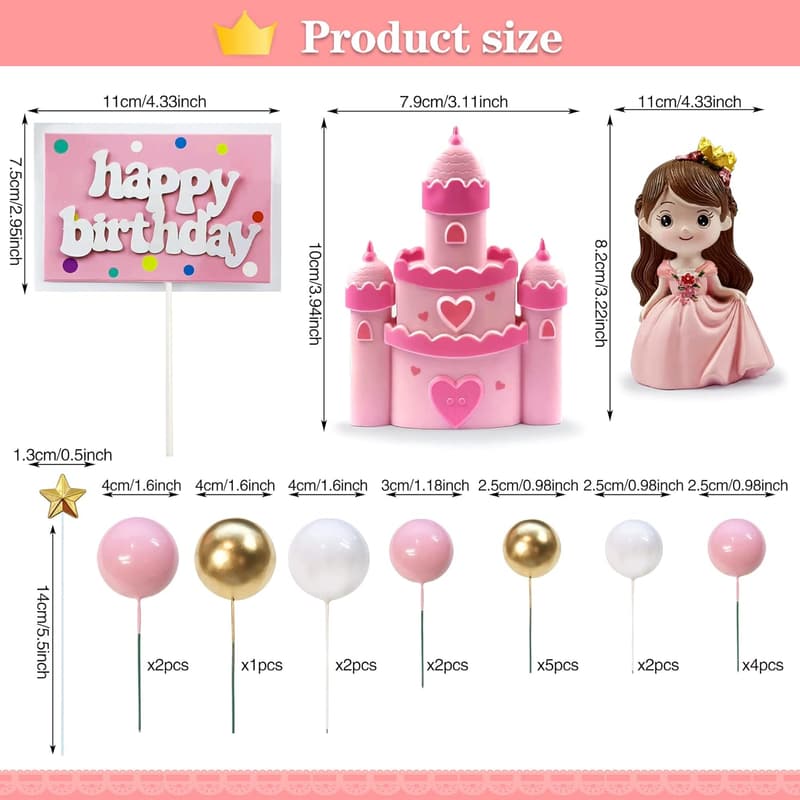 Princess Castle Cake Topper Set for Girls’ Birthday Celebration