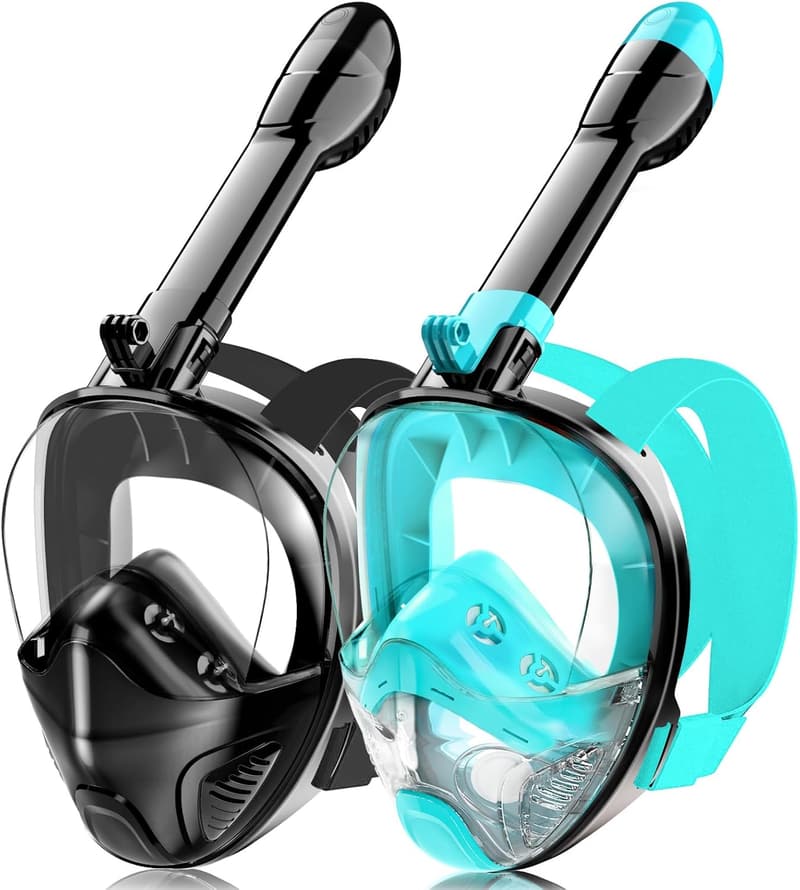 Full Face Snorkel Mask with Panoramic 180° View, Anti-Fog & Leak-Resistant