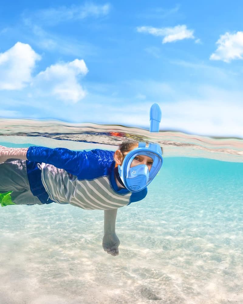 Kids Full Face Snorkel Mask Set with Camera Mount