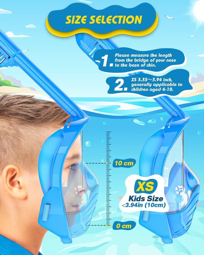 Kids Full Face Snorkel Mask Set with Camera Mount