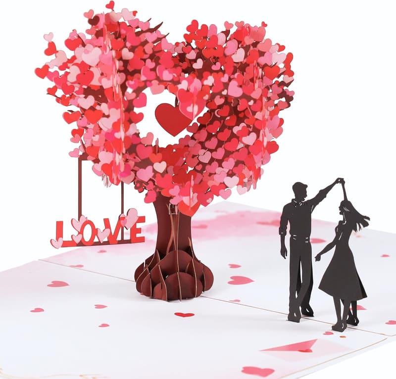3D Love Tree Anniversary Card for Couples - 6x8 Inch