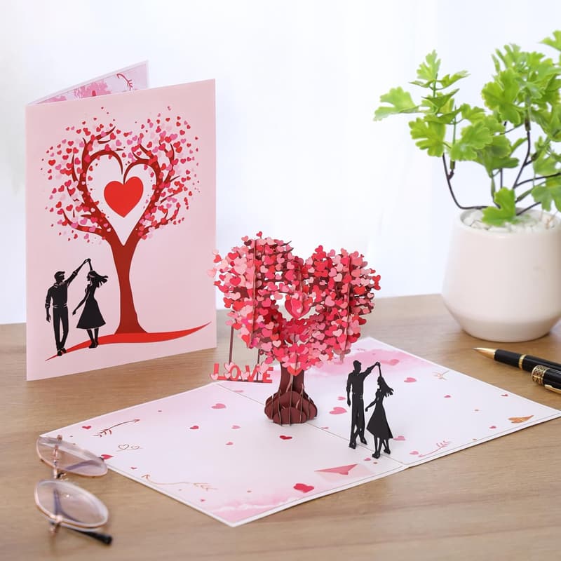 3D Love Tree Anniversary Card for Couples - 6x8 Inch