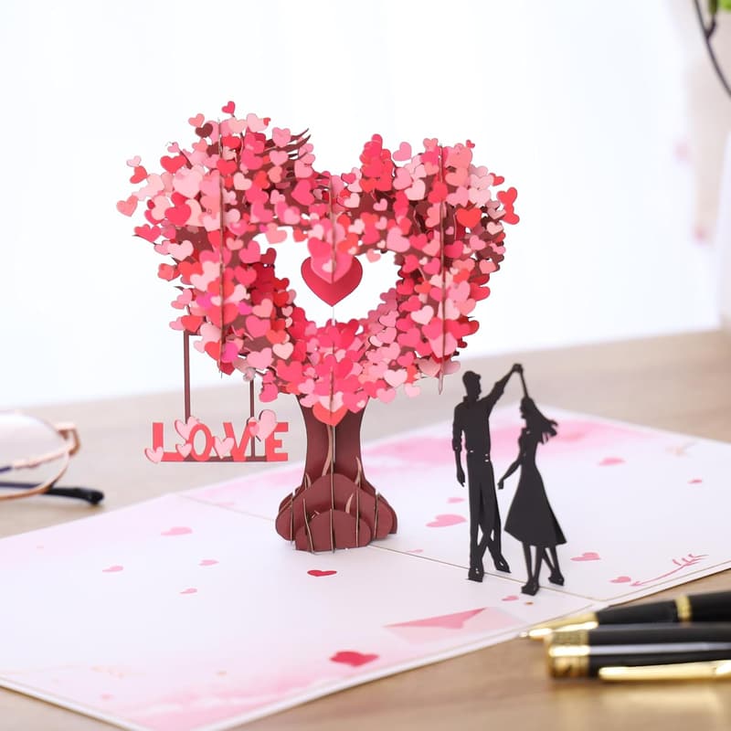 3D Love Tree Anniversary Card for Couples - 6x8 Inch