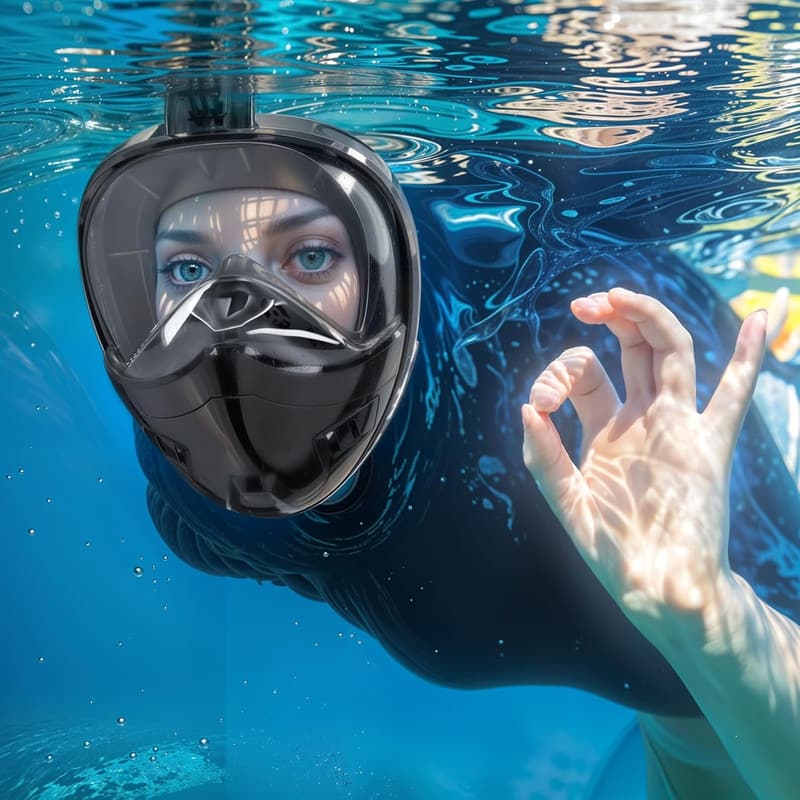 Full Face Snorkel Mask with Dry Top & Camera Mount
