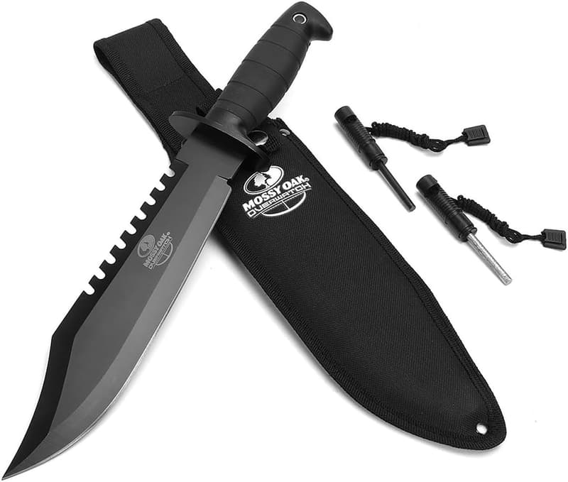 Mossy Oak 15-Inch Tactical Bowie Knife for Camping & Survival