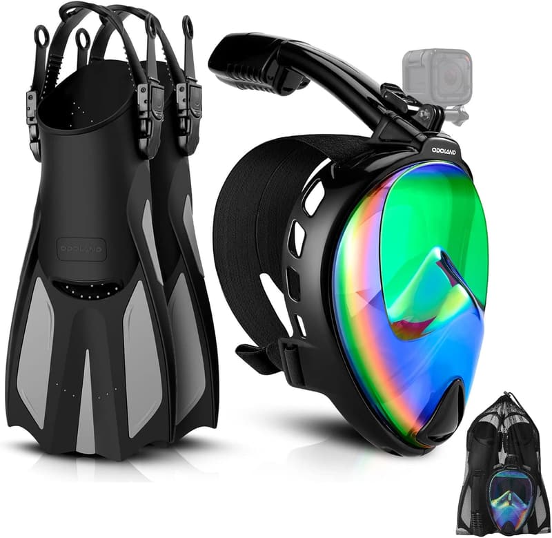 Full Face Snorkel Mask Package with Adjustable Fins & Bag