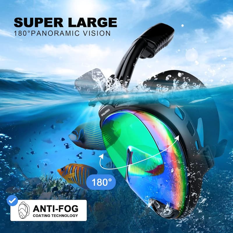 Full Face Snorkel Mask Package with Adjustable Fins & Bag