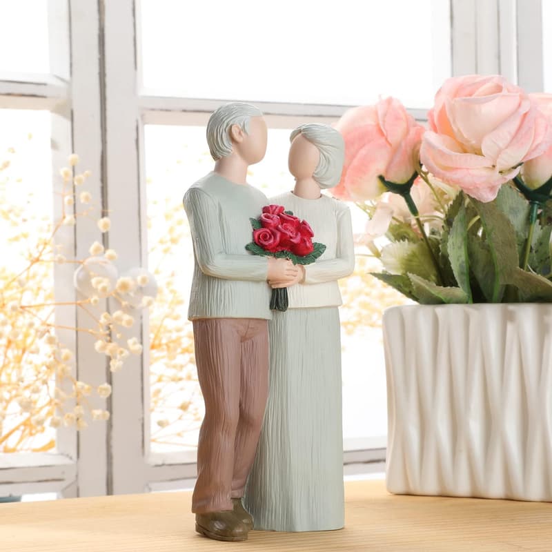 Wedding Anniversary Hand-Painted Couple Figurines for Parents