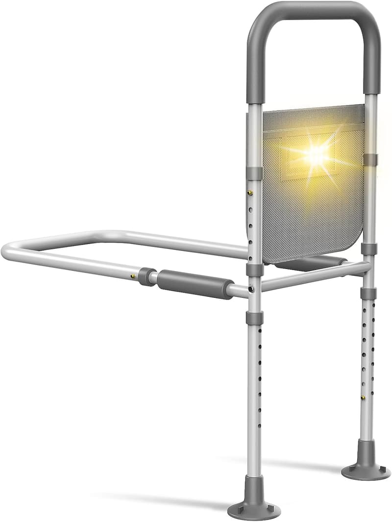 Adjustable Bed Rails for Seniors with Motion Sensor Light