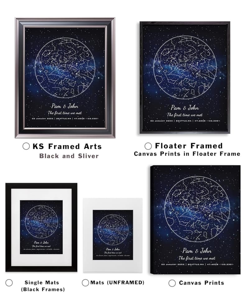 Anniversary Personalized Star Map with Couple's Names
