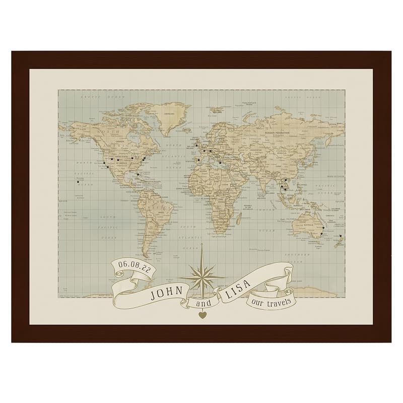 Anniversary Gift: Personalized Push Pin Travel Map