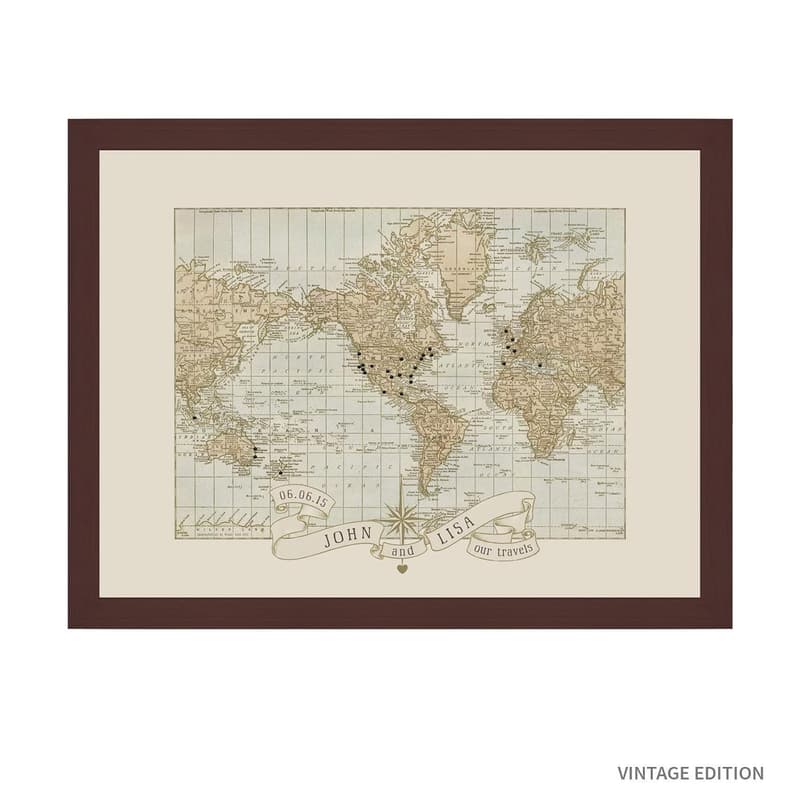 Anniversary Gift: Personalized Push Pin Travel Map