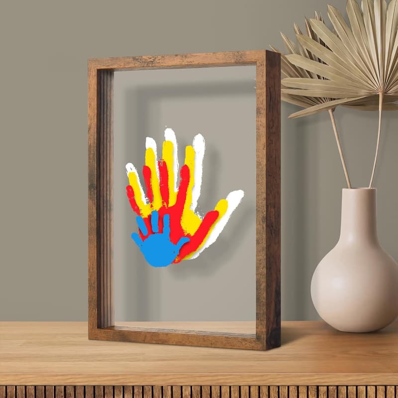 Baby Handprint Keepsake Kit with Wooden Frame & Non-Toxic Paints