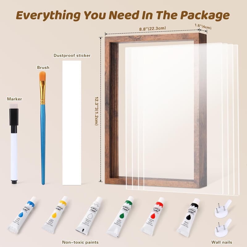 Baby Handprint Keepsake Kit with Wooden Frame & Non-Toxic Paints