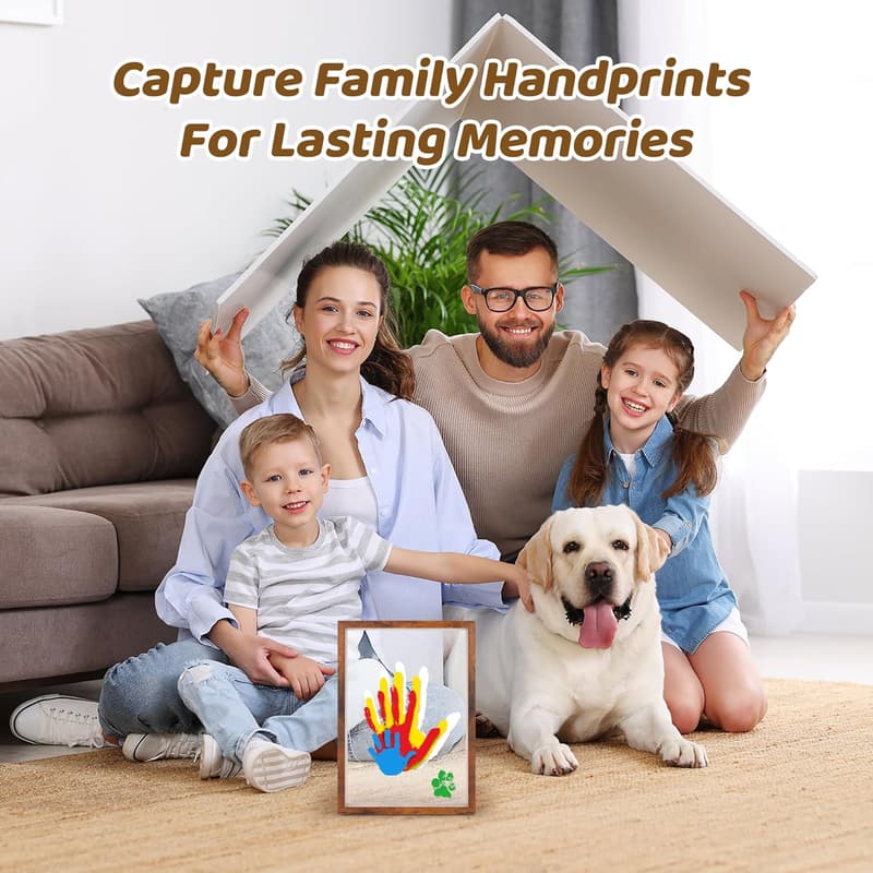Baby Handprint Keepsake Kit with Wooden Frame & Non-Toxic Paints