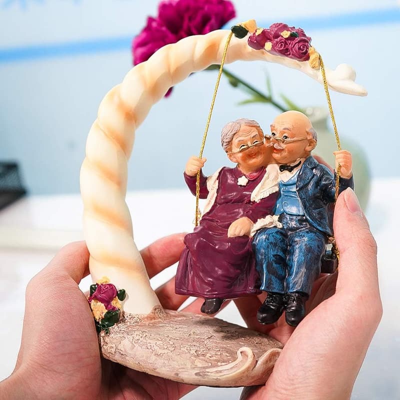 Wedding Anniversary Elderly Couple Figurines - Home Decor Sculpture