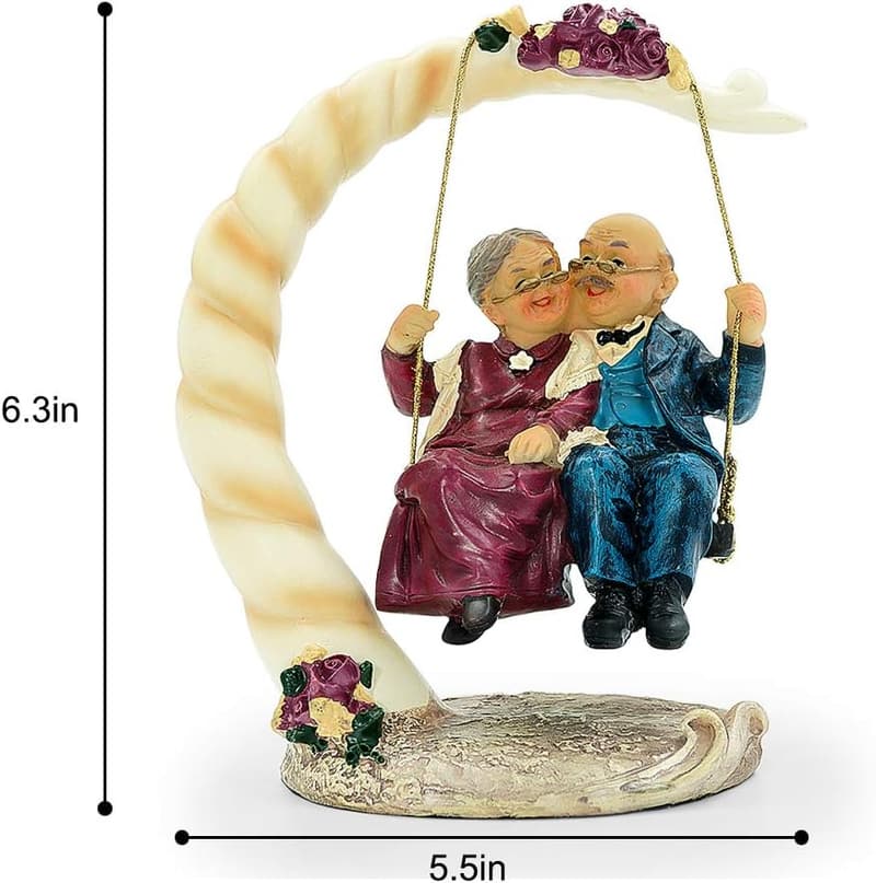 Wedding Anniversary Elderly Couple Figurines - Home Decor Sculpture