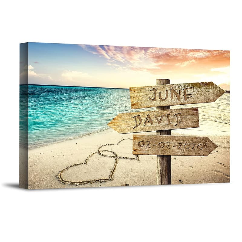 Personalized Heart Sign Canvas Print for Couples' Anniversaries