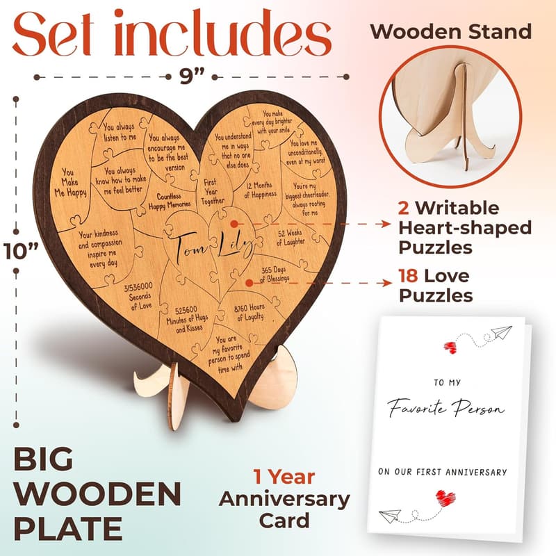 1st Anniversary Wooden Gifts for Couples - Unique Keepsakes