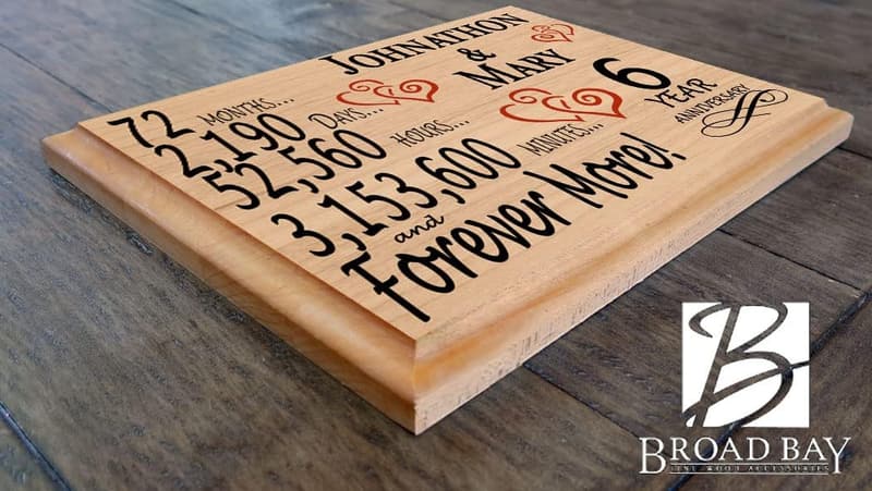 6th Anniversary Personalized Solid Wood Sign for Couples