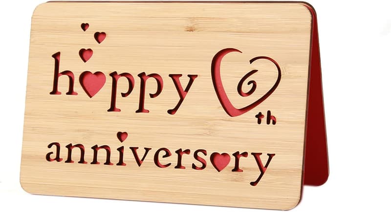 6th Anniversary Handmade Wooden Greeting Card