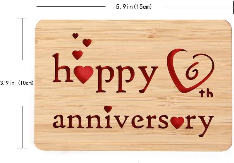 6th Anniversary Handmade Wooden Greeting Card