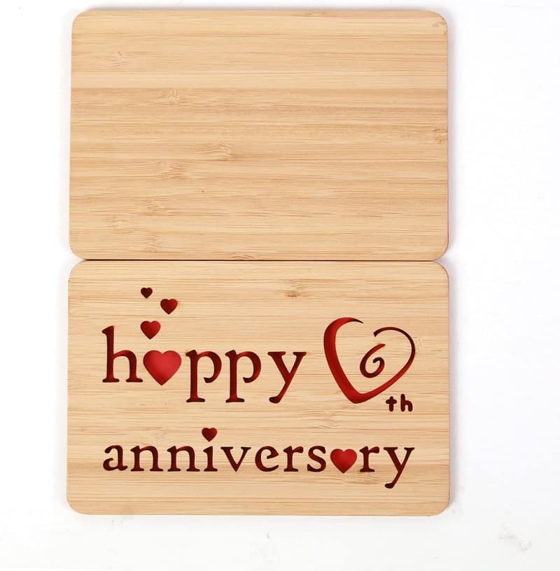 6th Anniversary Handmade Wooden Greeting Card