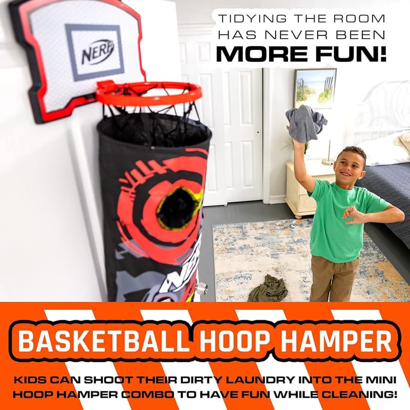 Over-the-Door NERF Basketball Hoop Laundry Hamper Set