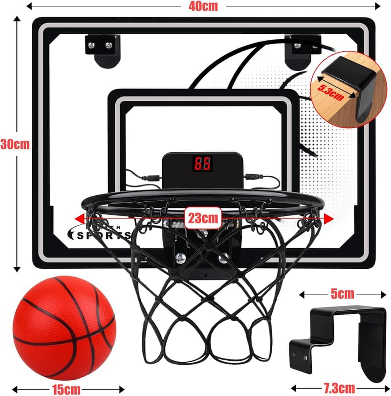 Indoor Mini Basketball Hoop with LED Light & Scoreboard for Kids