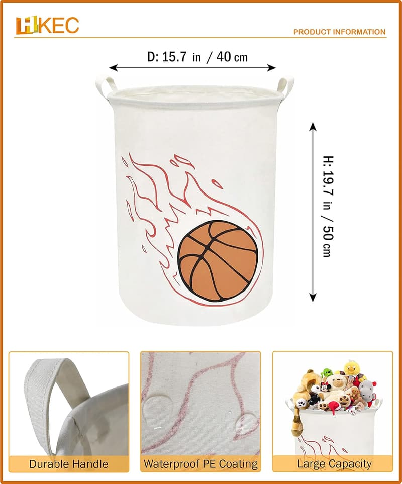Basketball-Themed Laundry Hamper for Boys' Room