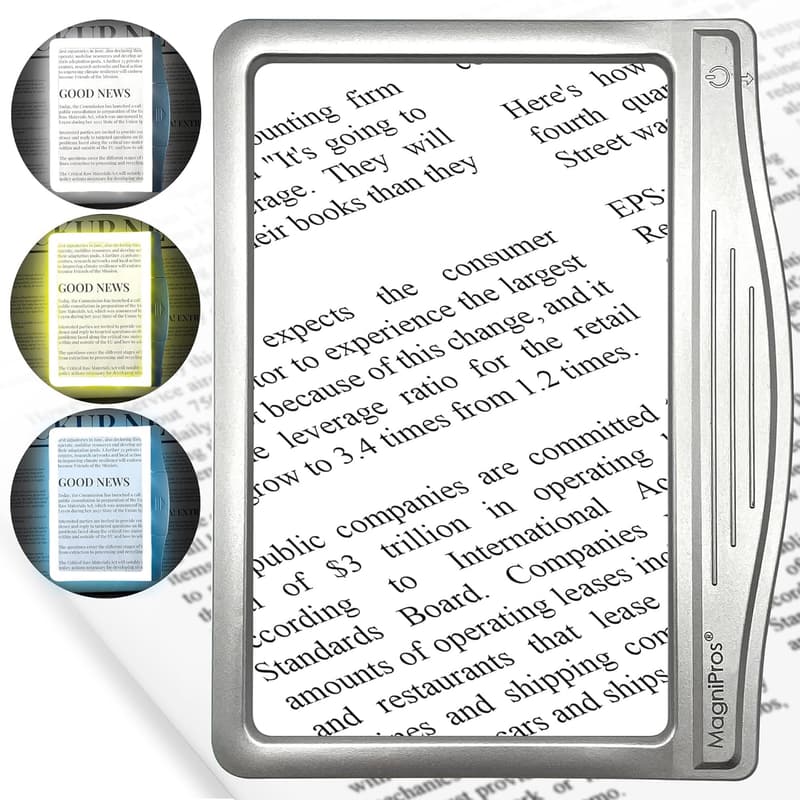 5X LED Page Magnifier with Anti-Glare Lens for Seniors