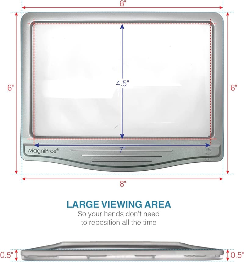 5X LED Page Magnifier with Anti-Glare Lens for Seniors