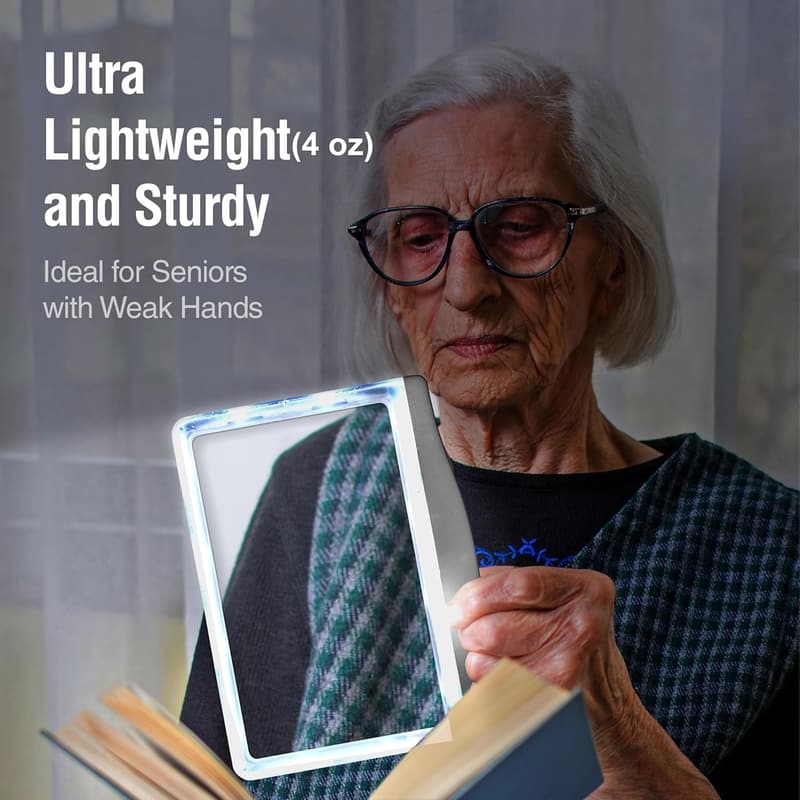 5X LED Page Magnifier with Anti-Glare Lens for Seniors