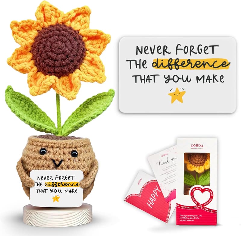 Positive Sunflower Doll Crochet - Appreciation Gift for Women