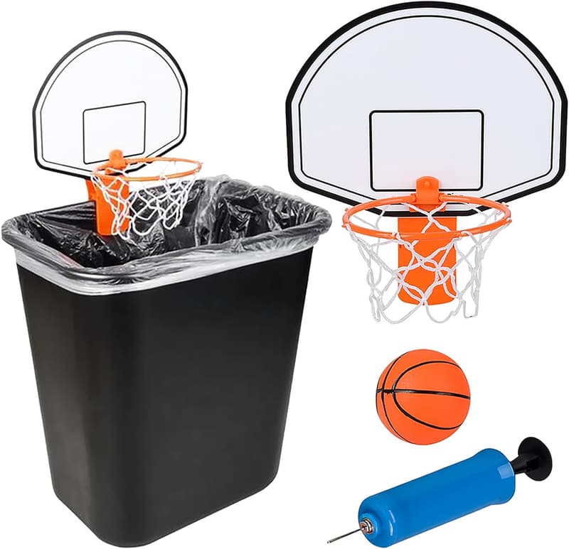 Indoor Basketball Hoop Set with Clip-On Hoop & Inflatable Ball