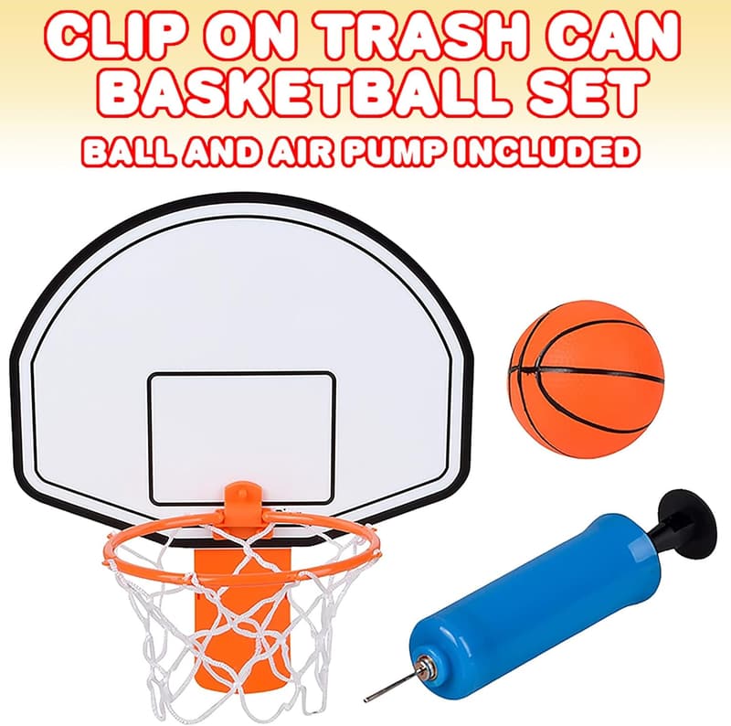 Indoor Basketball Hoop Set with Clip-On Hoop & Inflatable Ball