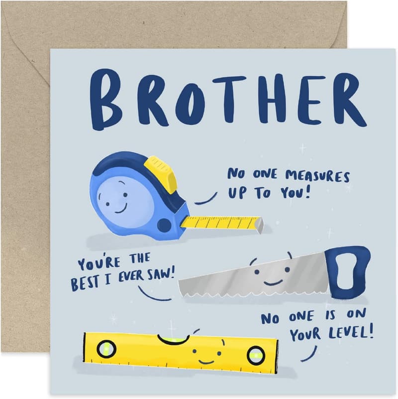 Brother Birthday Card - Fun DIY Tool Pun with Envelope