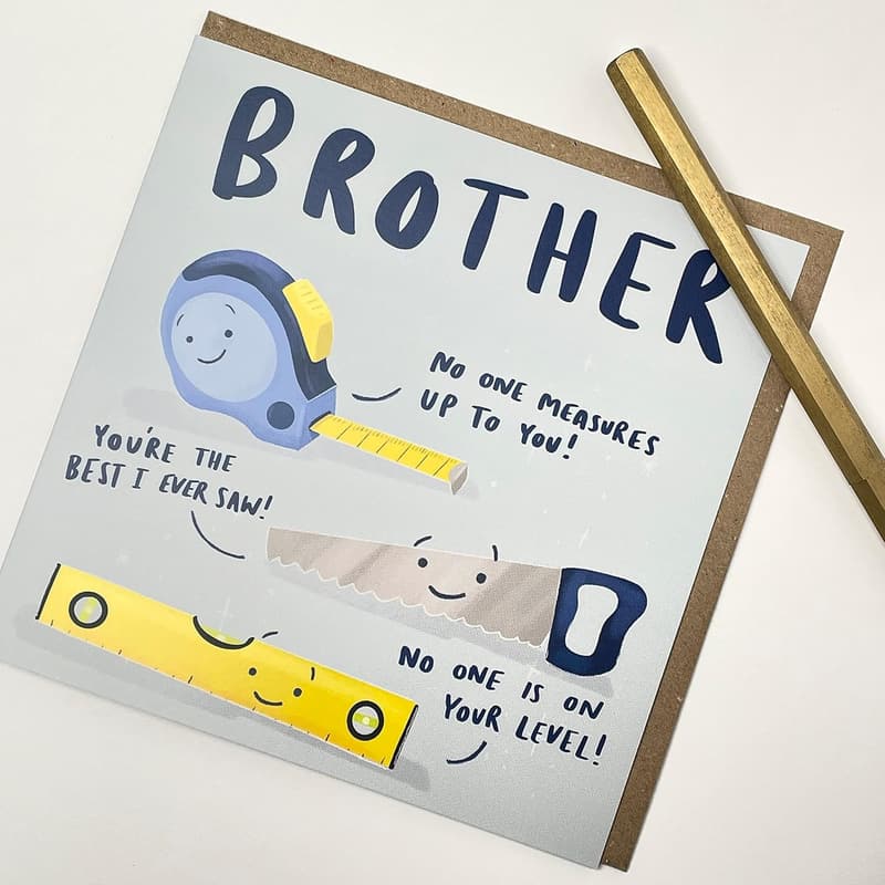 Brother Birthday Card - Fun DIY Tool Pun with Envelope