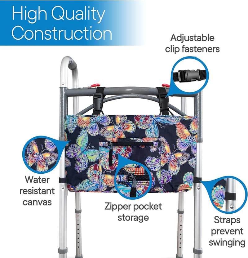 Butterfly Water-Resistant Tote Bag for Walkers and Scooters