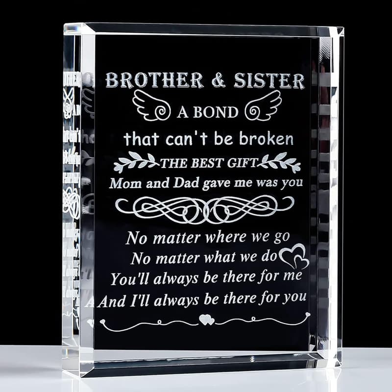 Laser Engraved Crystal Keepsake for Brother's Birthday