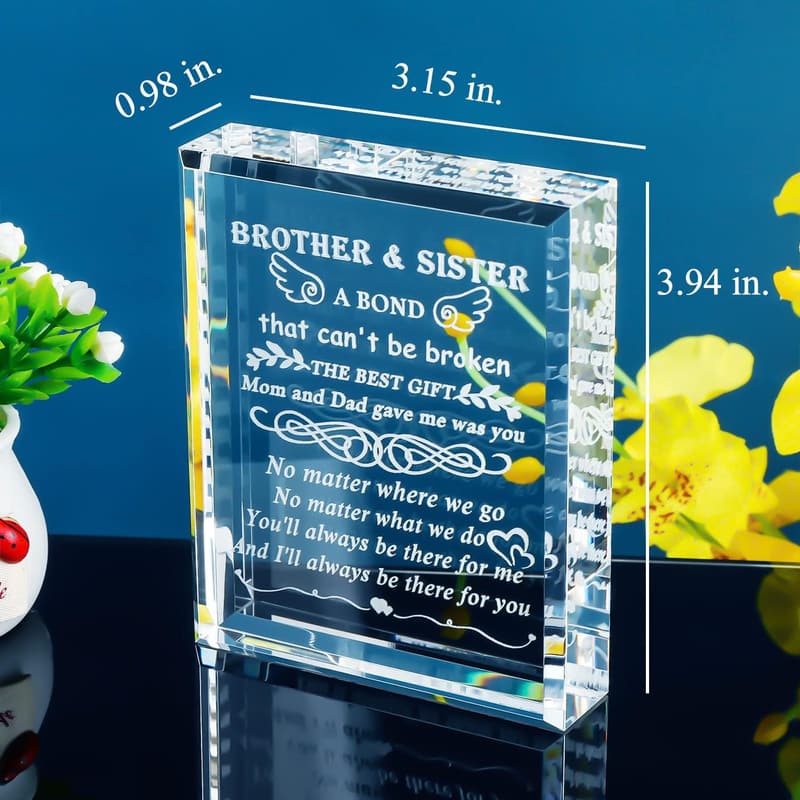Laser Engraved Crystal Keepsake for Brother's Birthday