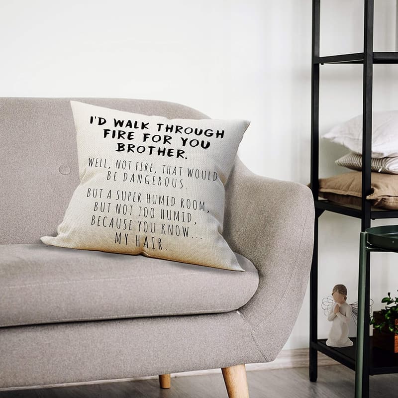 Funny Brother Pillow Cover - 18x18 Birthday Gift from Sister