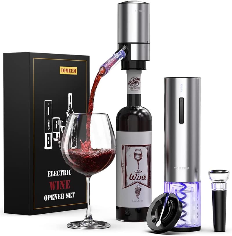 Electric Wine Gift Set - Aerator, Stoppers, Cutter & Opener