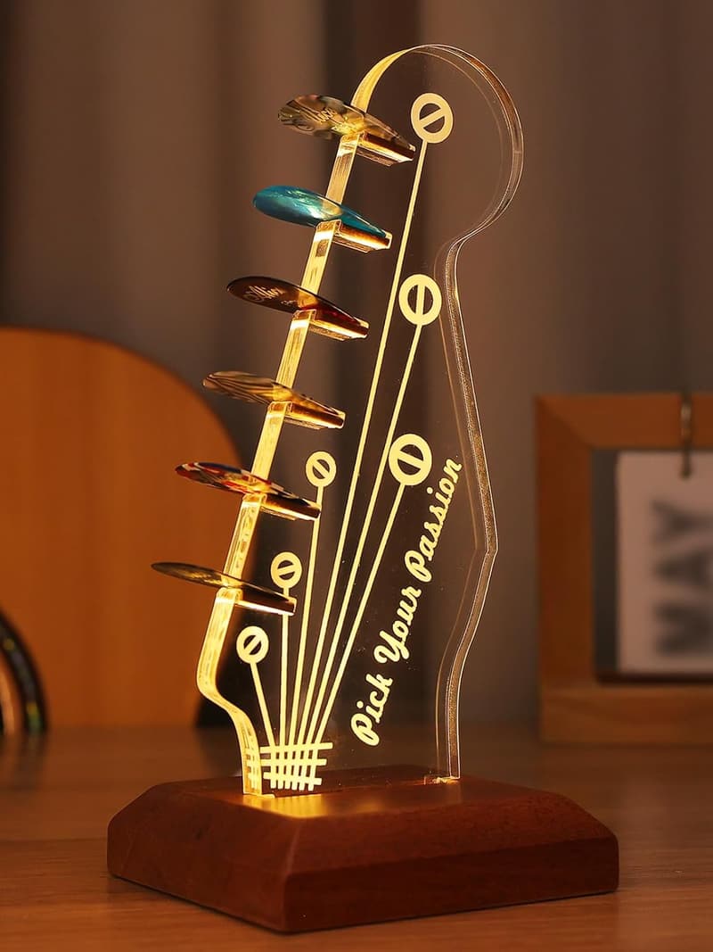 Guitar Accessories Display Case - Wooden & Acrylic Holder