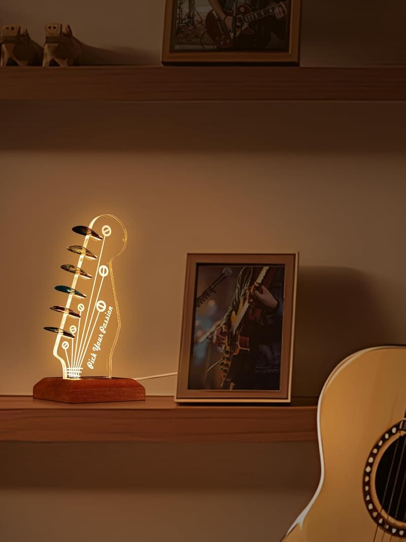 Guitar Accessories Display Case - Wooden & Acrylic Holder
