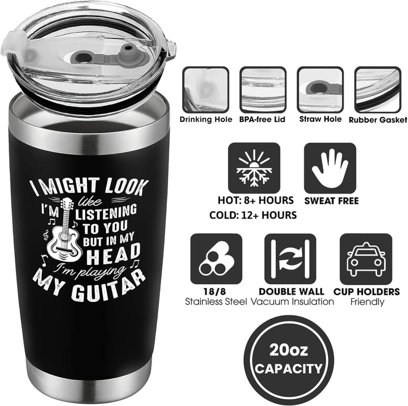 Guitar Lover's 20 Oz Stainless Steel Tumbler