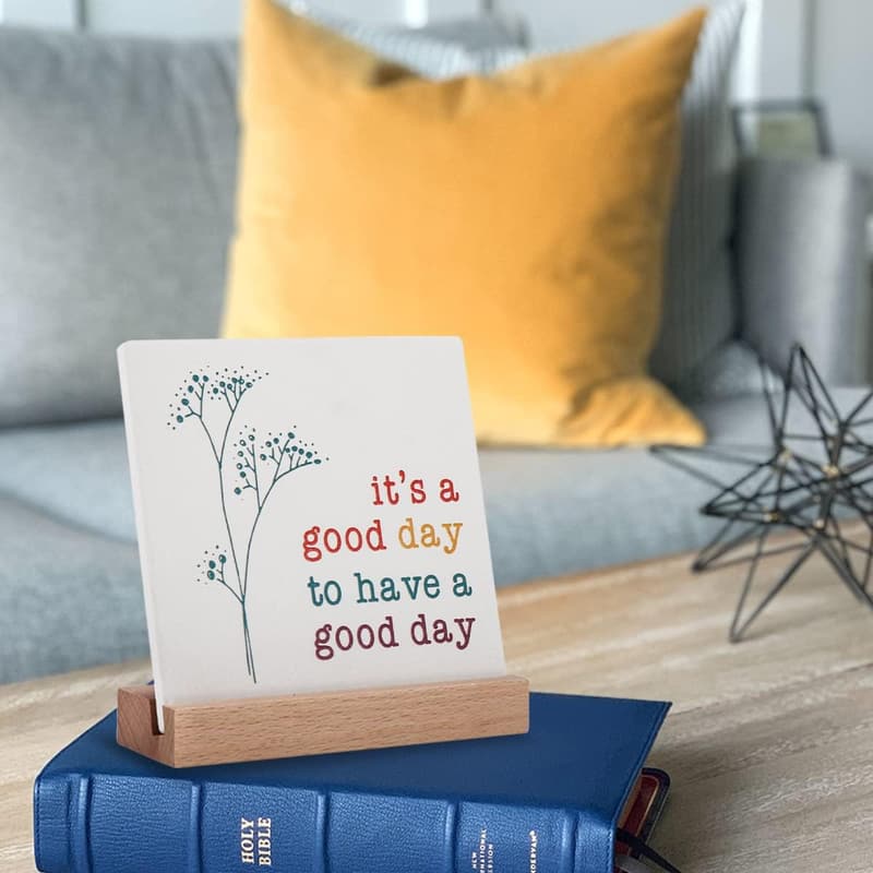 Inspirational Desk Art Sign for Women - Good Vibes Home Decor