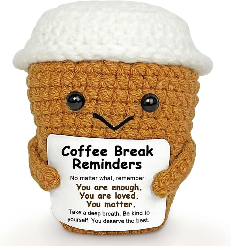Coffee Lovers Birthday Gift: Positive Crochet Espresso Decor
