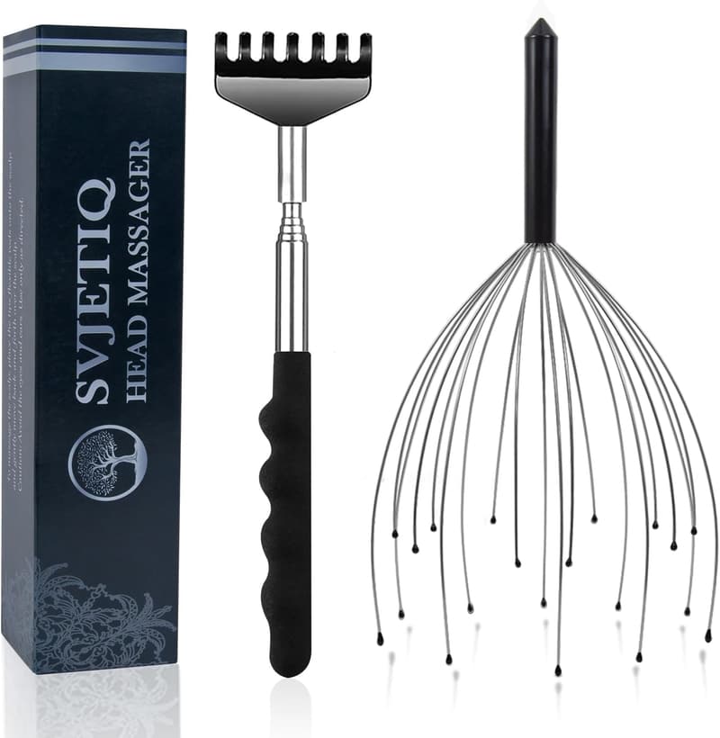 Extendable 20-Finger Scalp & Back Massager for Stress Relief