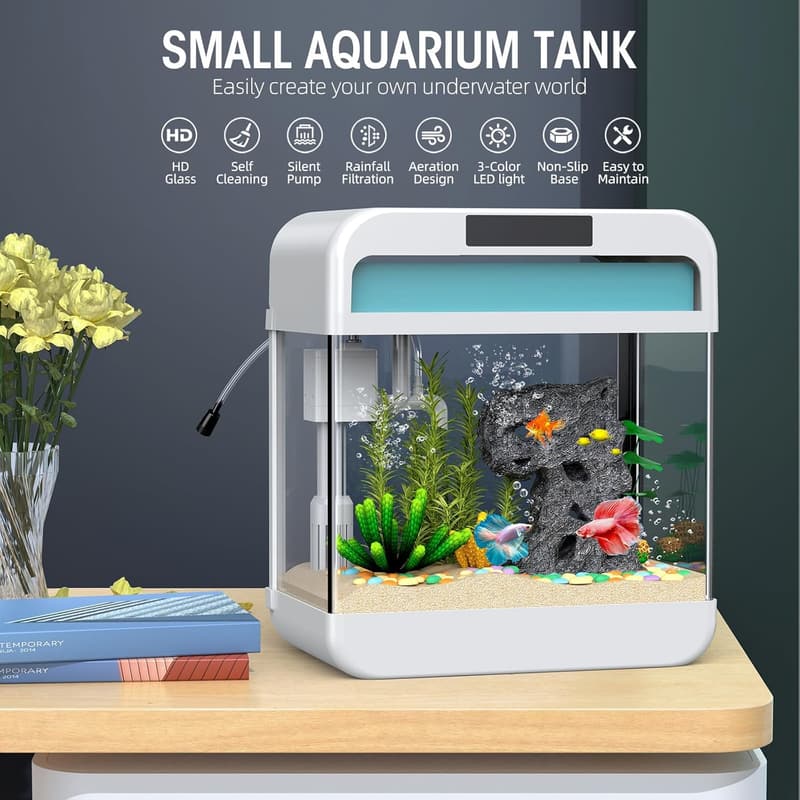2.2 Gallon Fish Bowl with Adjustable Lighting & Silent Pump